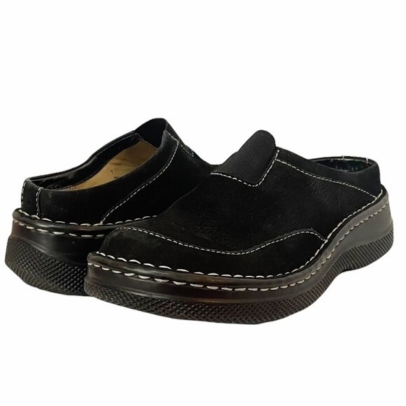 High Sierra Andie Black Suede Clog Mule With Contrast Stitching Women’s Size 7 - Picture 2 of 12